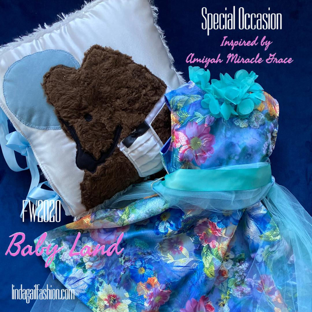 Floral Embroidered Dress w/Floral trim at neckline