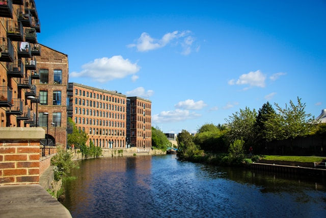Leeds canalside on a sunny day