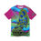 Thumbnail: Cyberdelic neon Buddha Unisex Tee, Spiritual Meditation Colorful Streetwear,   