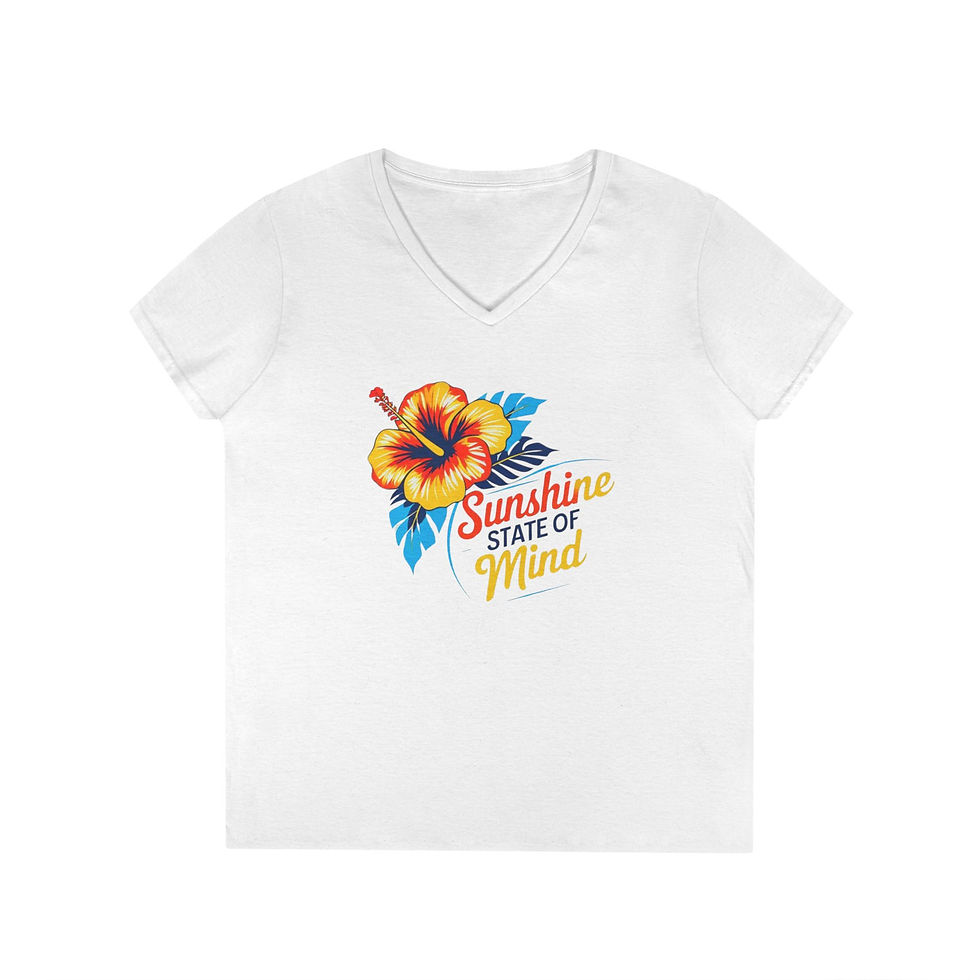 Sunshine State of Mind V-Neck T-Shirt, Tropical Shirt, Summer Top, Vacation Wear