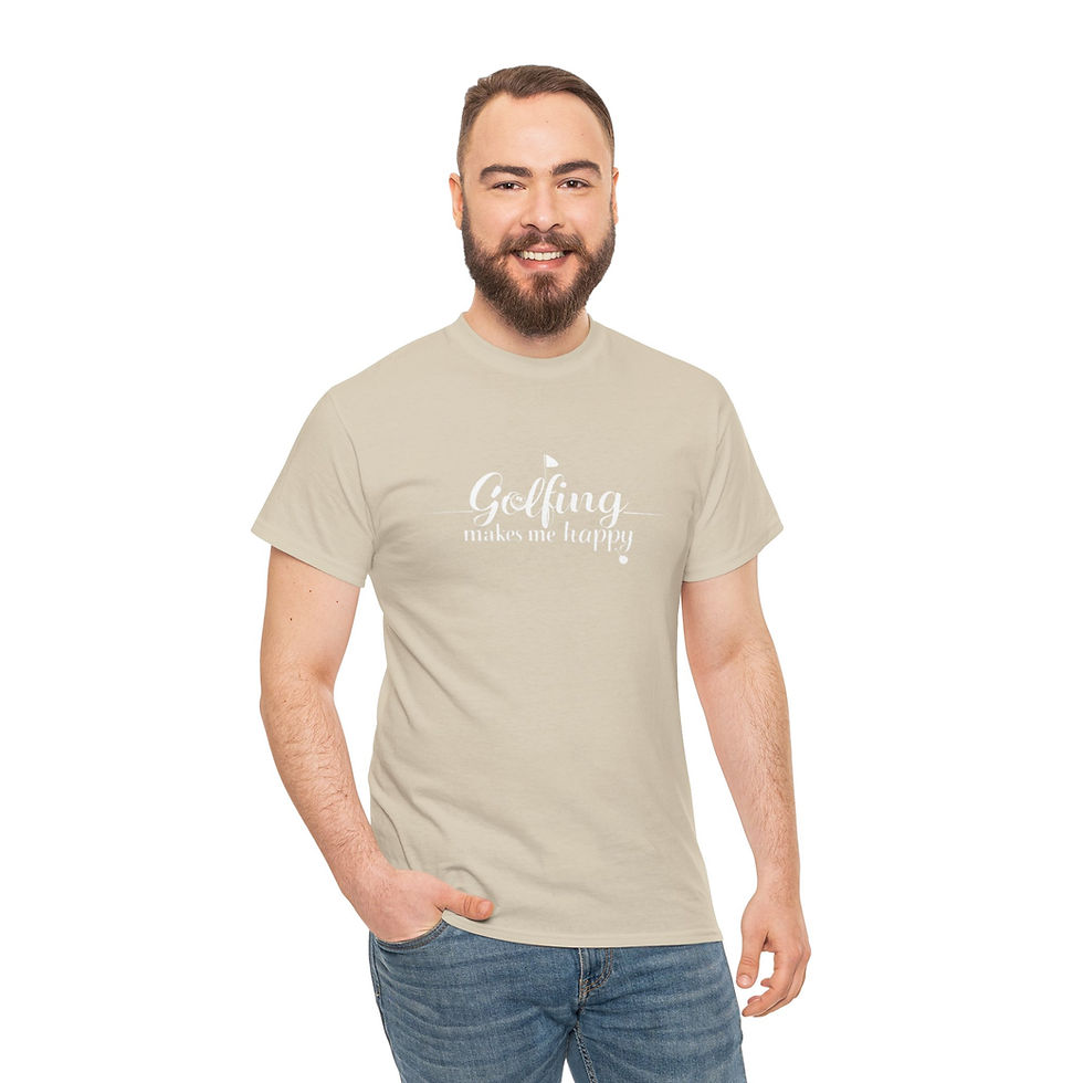 Thumbnail: "Golfing Makes Me Happy" Comfortable Unisex Heavy Cotton Tee for Everyday Wear