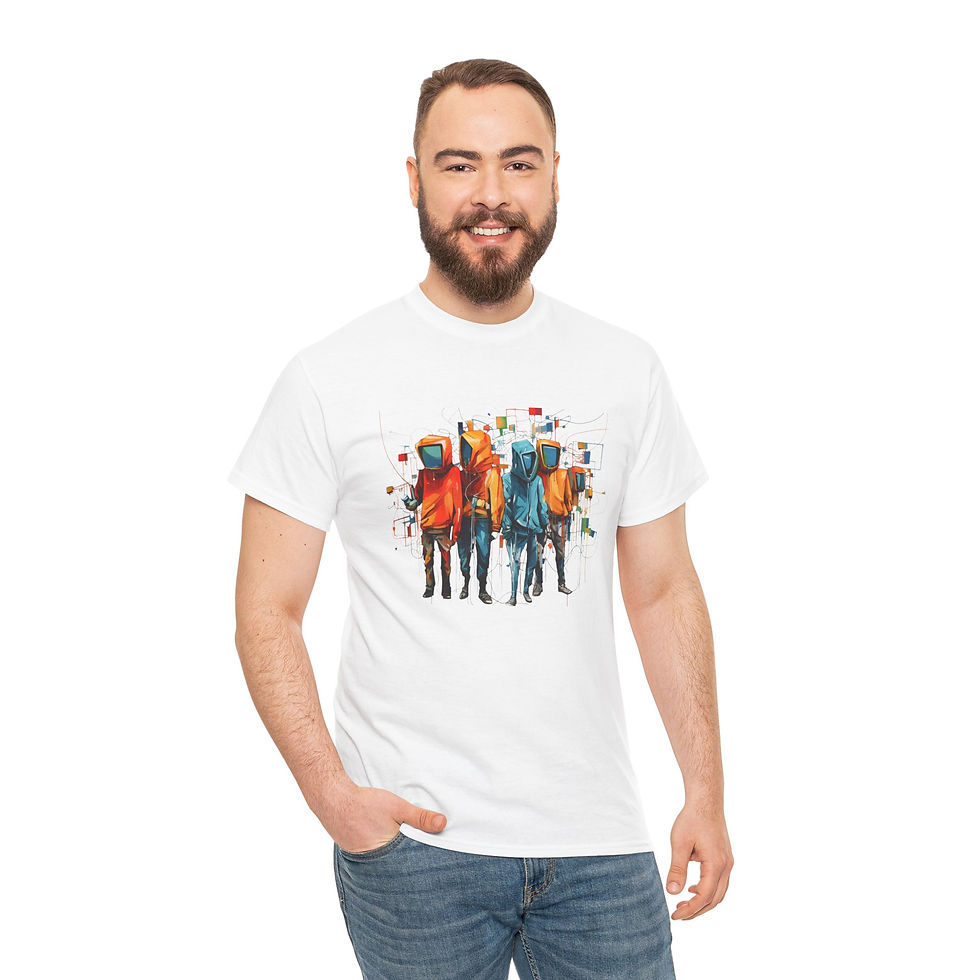 Thumbnail: Artistic Unisex Heavy Cotton Tee – Colorful Graphic Crew Neck for Casual Wear