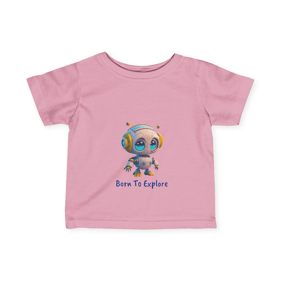 Thumbnail: Cute Baby Tee, Baby Robot Shirt, Born to Explore, Toddler 