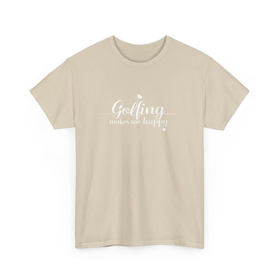 Thumbnail: "Golfing Makes Me Happy" Comfortable Unisex Heavy Cotton Tee for Everyday Wear