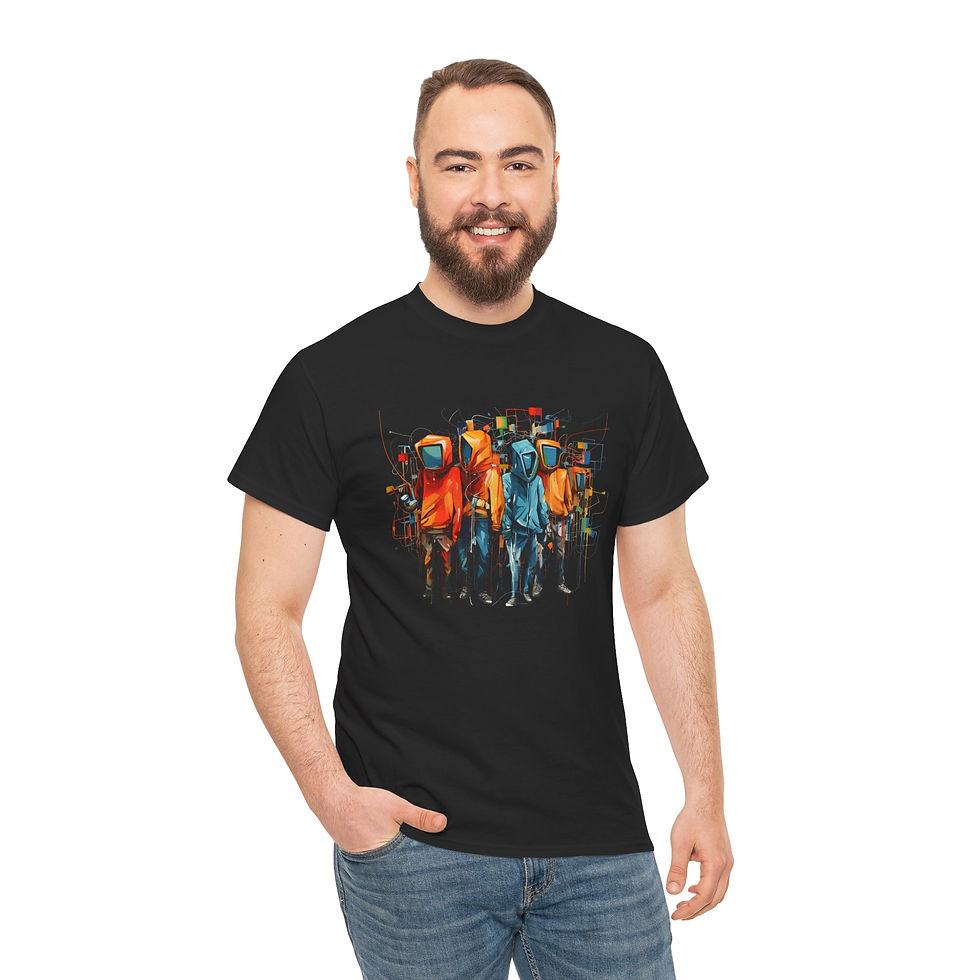 Thumbnail: Artistic Unisex Heavy Cotton Tee – Colorful Graphic Crew Neck for Casual Wear