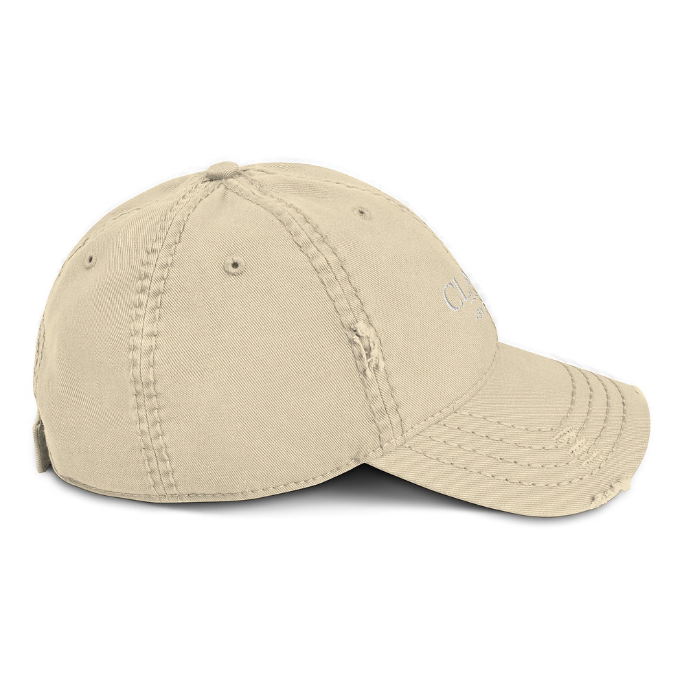 Thumbnail: "Classic By Design" White Stitch Distressed Dad Hat 