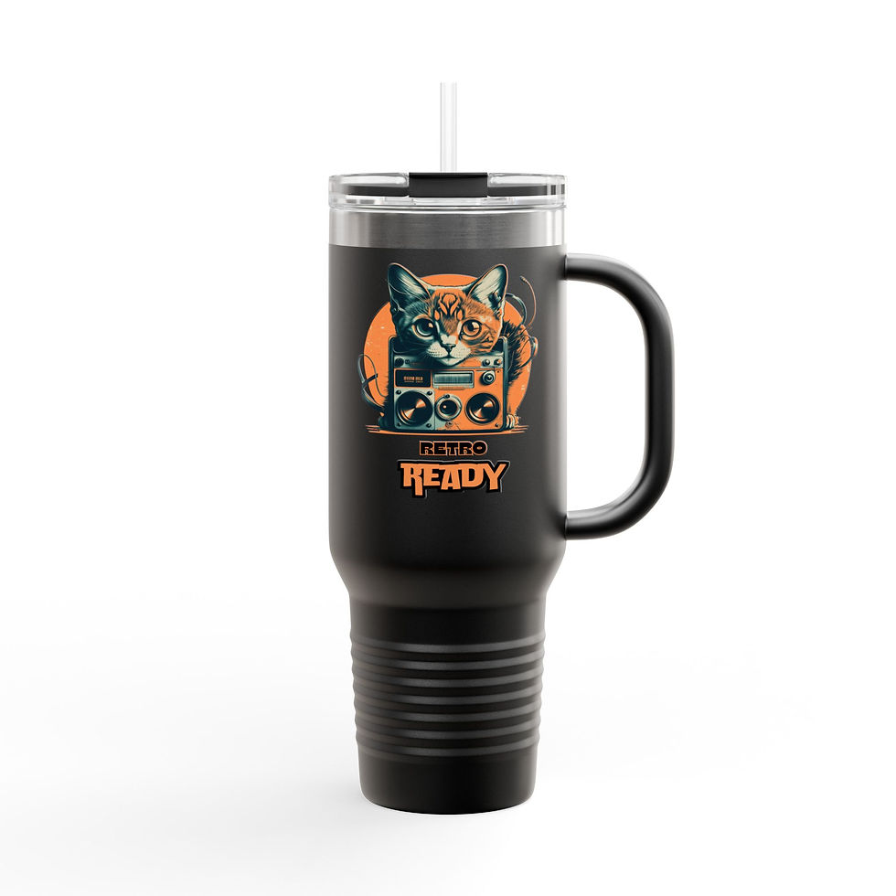 Thumbnail: "Retro Cat" Insulated Travel Mug - 40oz Perfect for Animal Lovers