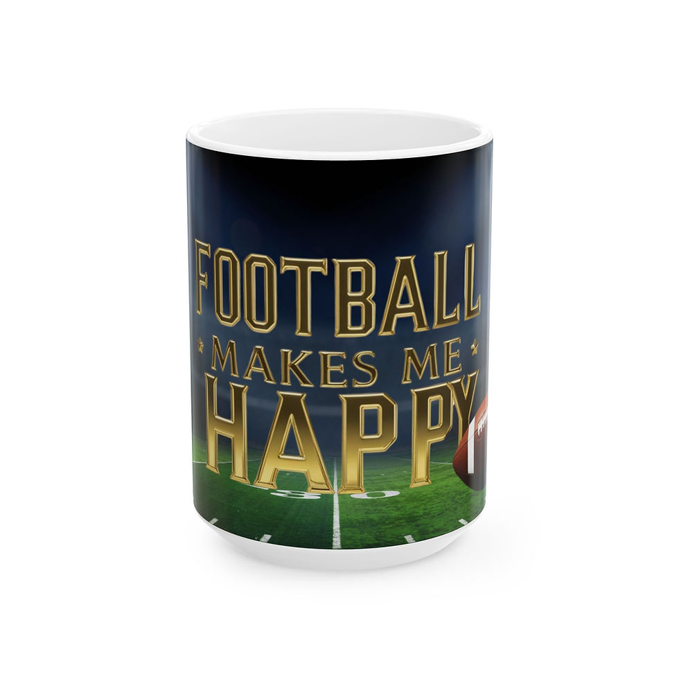 Thumbnail: Football Makes Me Happy Ceramic Mug - Perfect for Sports Lovers