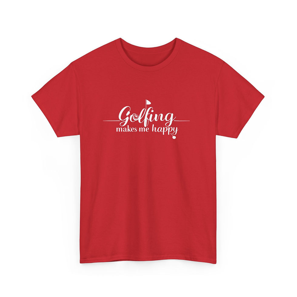Thumbnail: "Golfing Makes Me Happy" Comfortable Unisex Heavy Cotton Tee for Everyday Wear