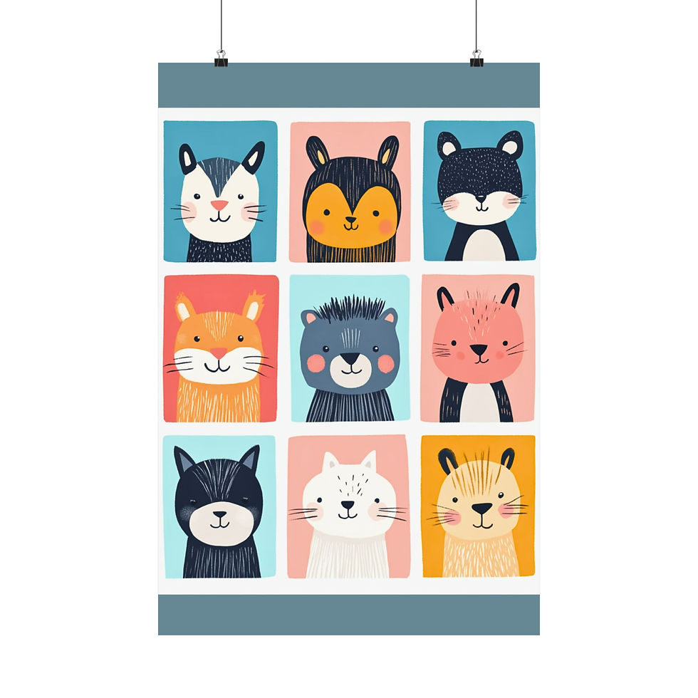 Thumbnail: Whimsical Animal Art Poster, Kid's Room,Nursery Decorations