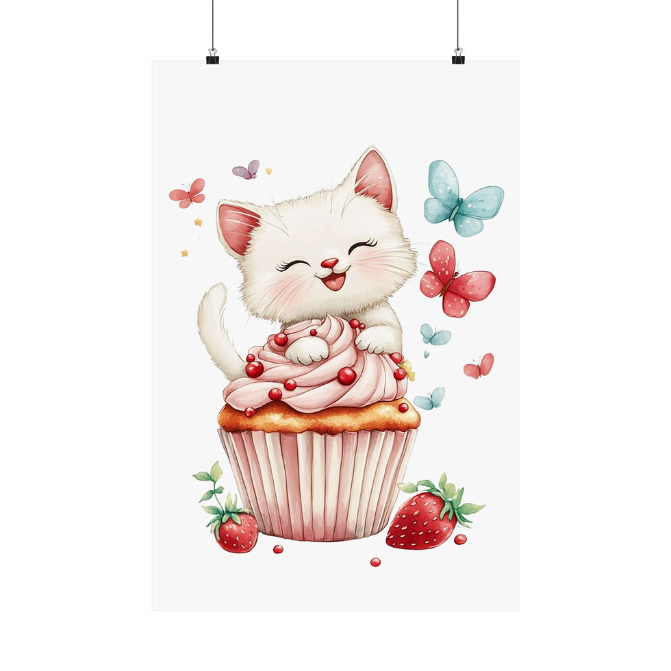 Thumbnail:  Whimsical Wall Decor Poster for Cat Lovers, Kid's Room, Nursery Wall Art