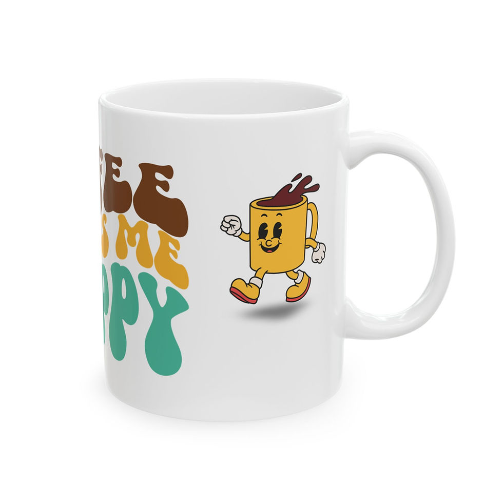 Thumbnail: Happy Coffee Ceramic Mug - Fun & Whimsical Drinkware for Coffee Lovers