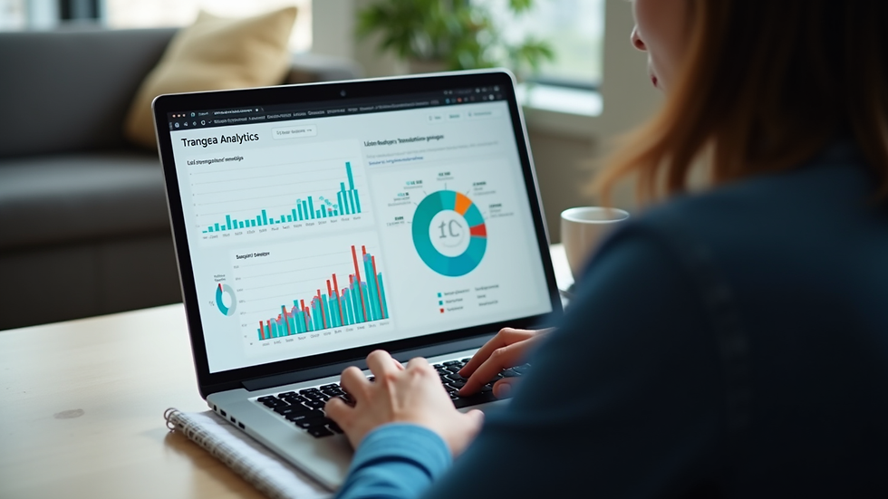 Eye-level view of a person analyzing website analytics on a laptop