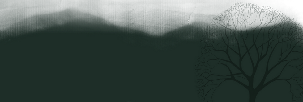 Dark green watercolor effect background with tree branches in bottom right