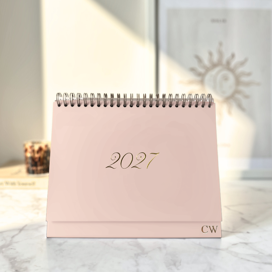 Personalised 2027 Desk Calendar - Light Pink