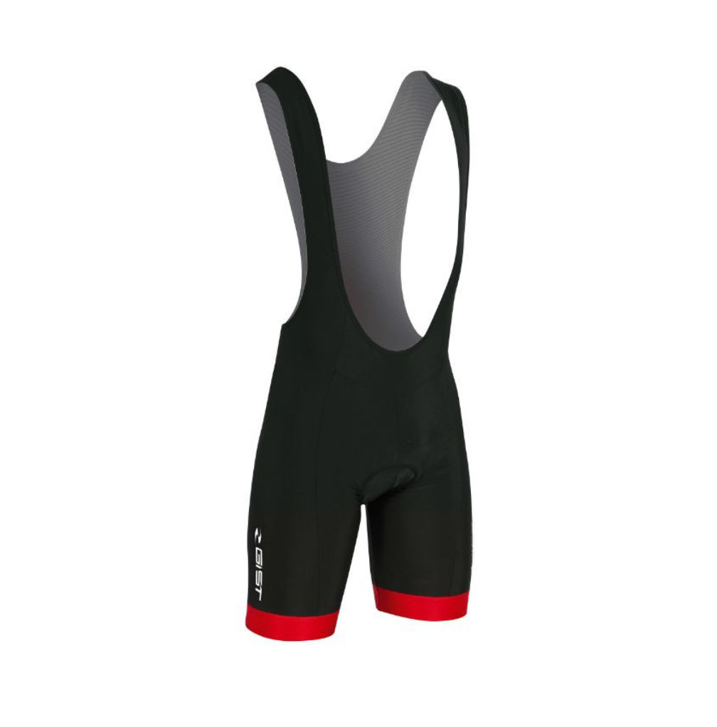 CUISSARD COURT GIST A BRETELLES FOND COOLMAX NOIR BORDS ROUGE