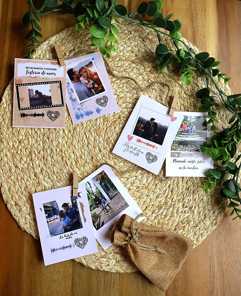 Historia Sonora: tarjetas con fotos y código QR, regalo de aniversario