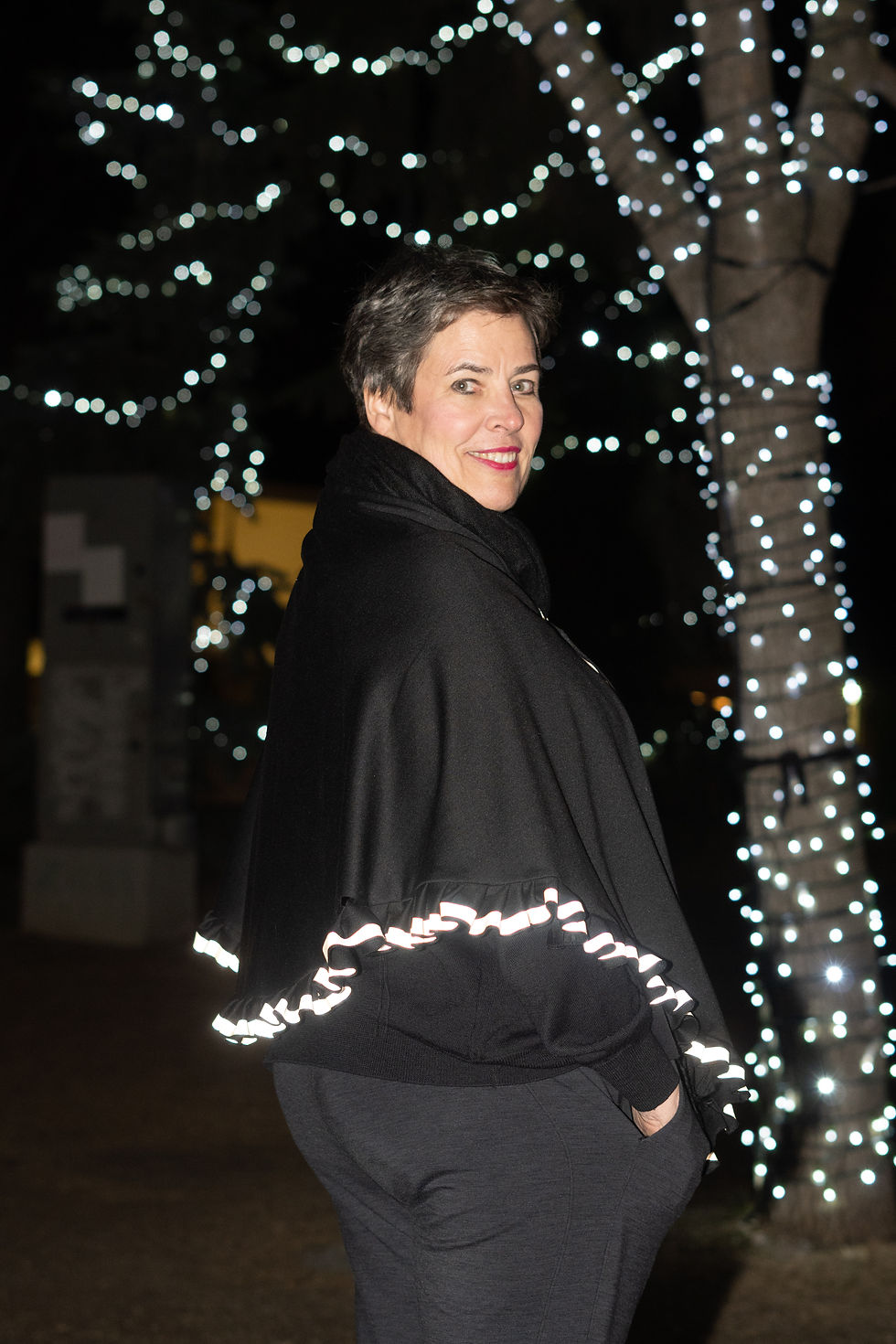 Thumbnail: Ruffled Reflective Shawl - Cape