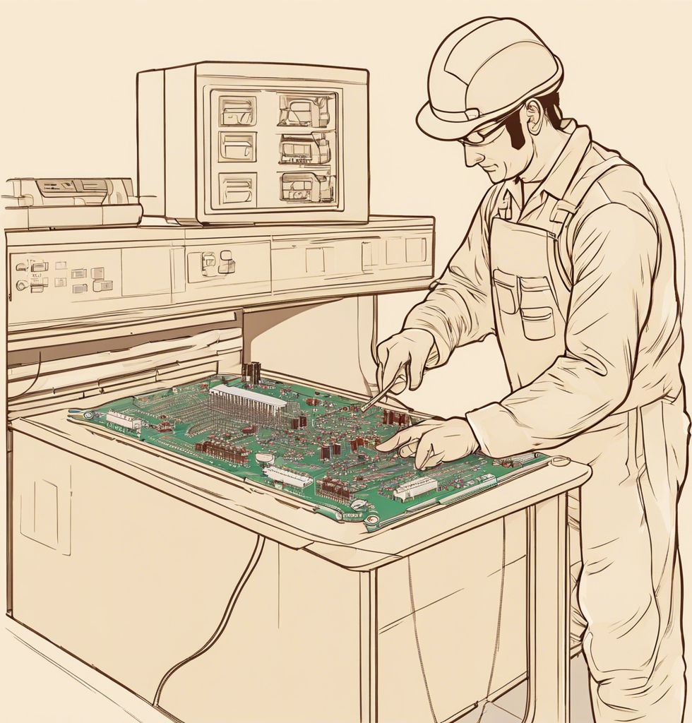 an engineer repairing a printed circuit