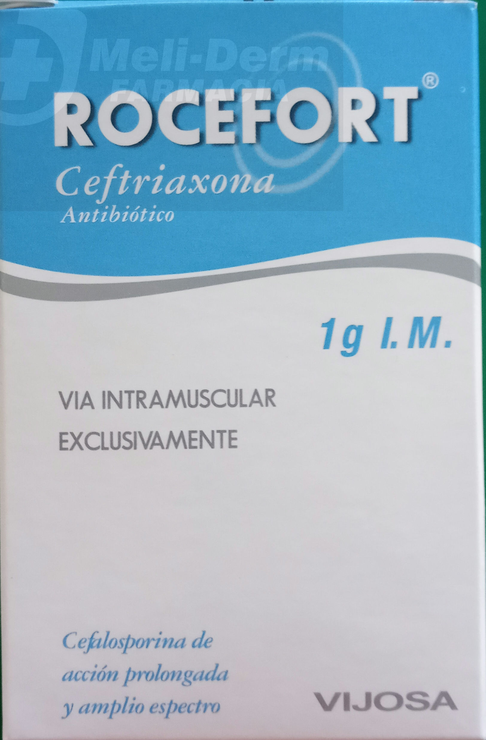 ROCEFORT Ceftriaxona 1g I.M x 1 ampolla 