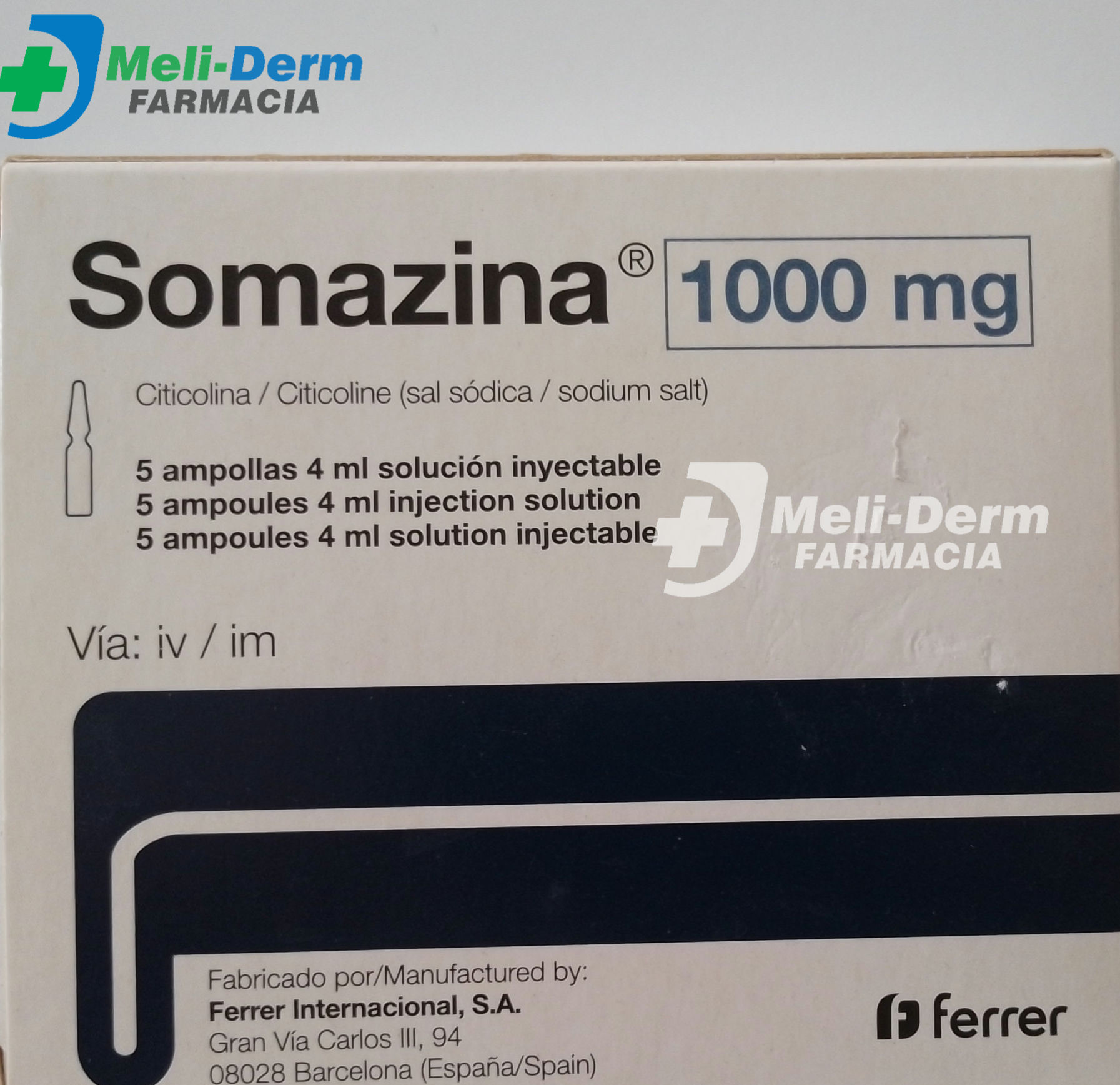 SOMAZINA 1000 MG X 5 AMPOLLAS 4 ML SOLUCIÓN INYECTABLE IV/IM