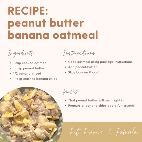 peanut butter banana oatmeal recipe card