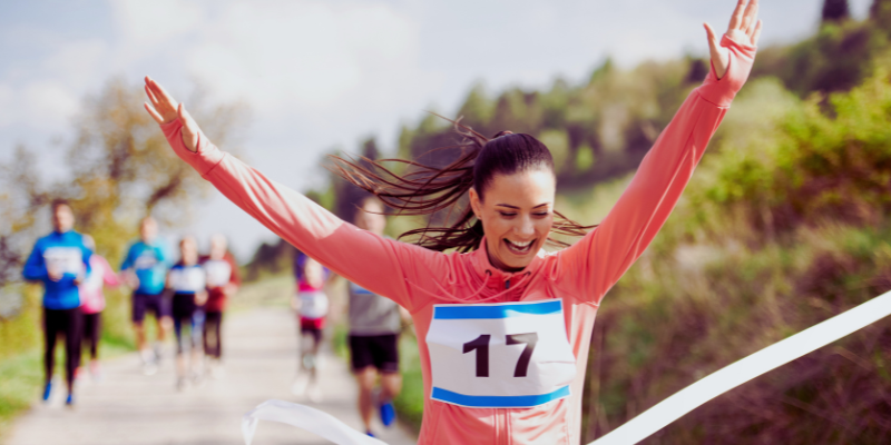Woman finishing a race