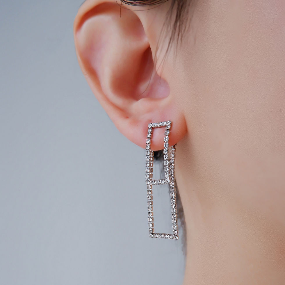 Thumbnail: Rectangle Tassel Earring