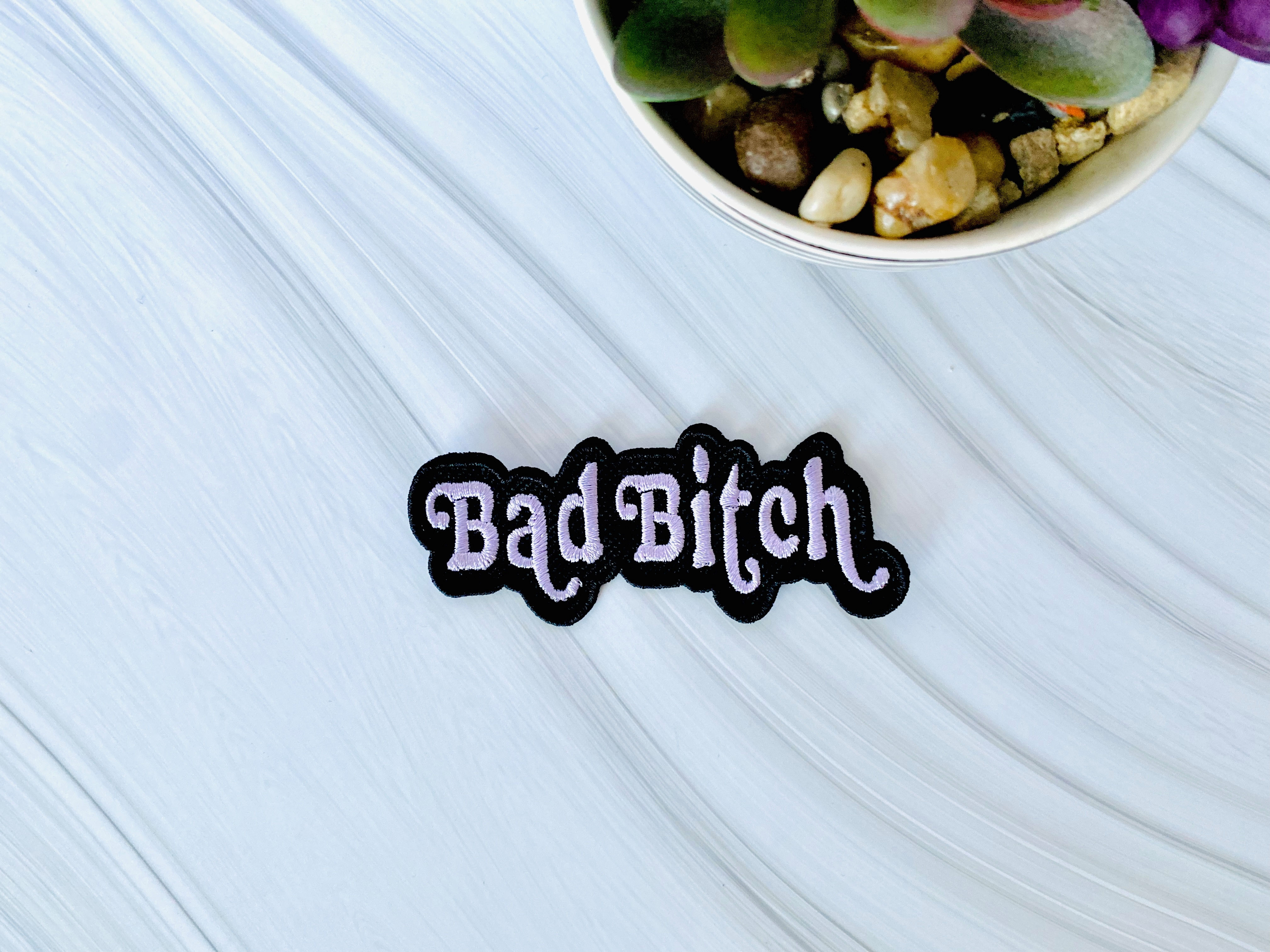 Bad bitch embroidered iron-on patch