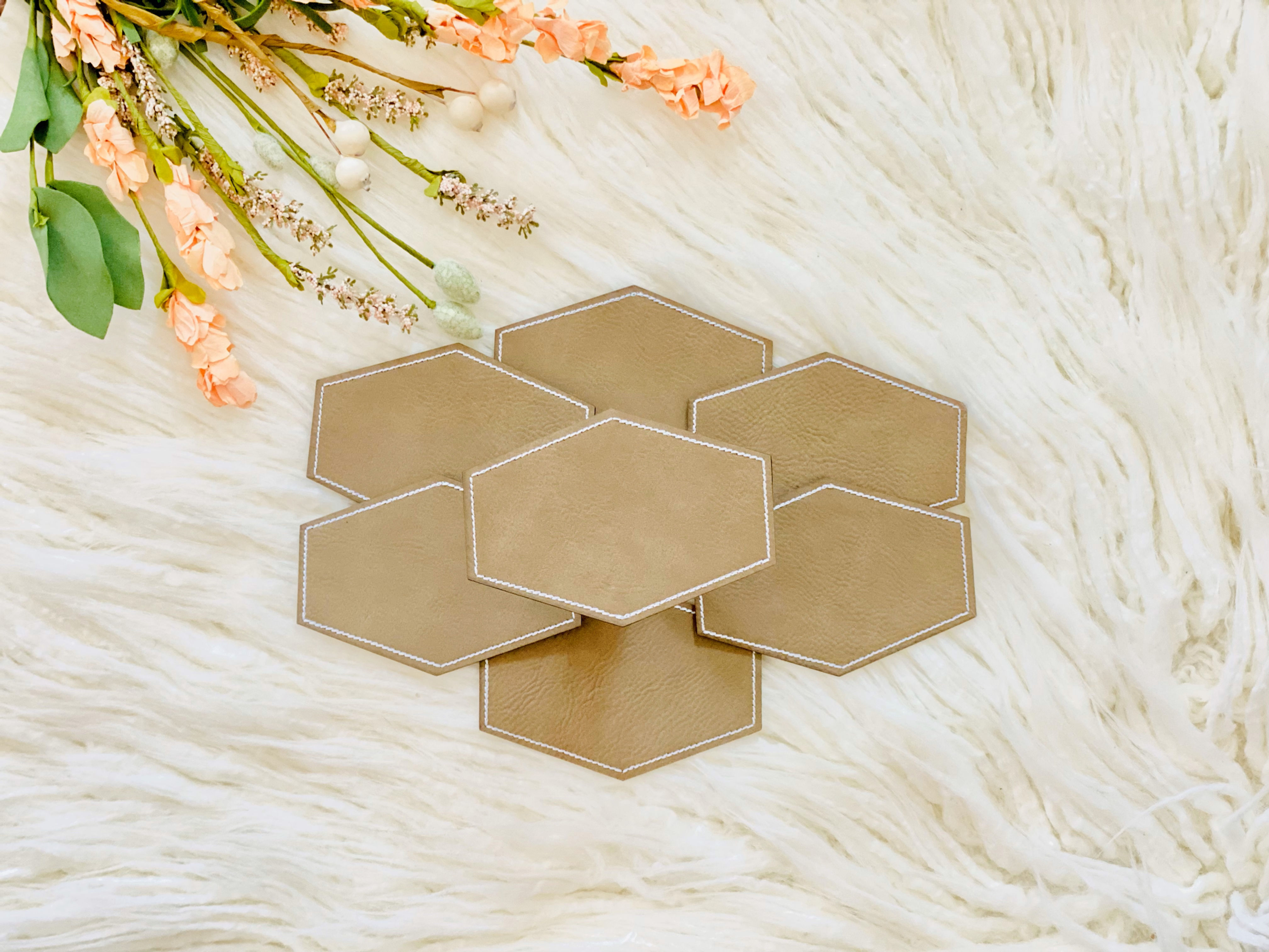 Blank leather hat patch - Hexagon