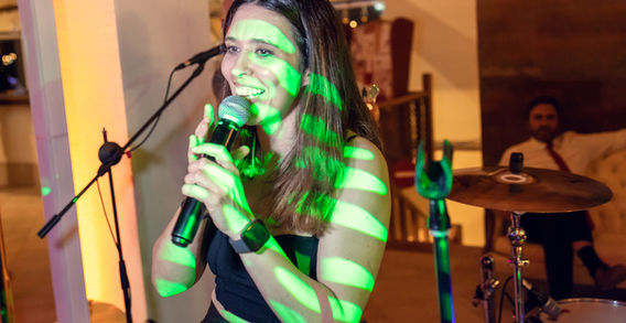 Our singer with our party band, after dinner 