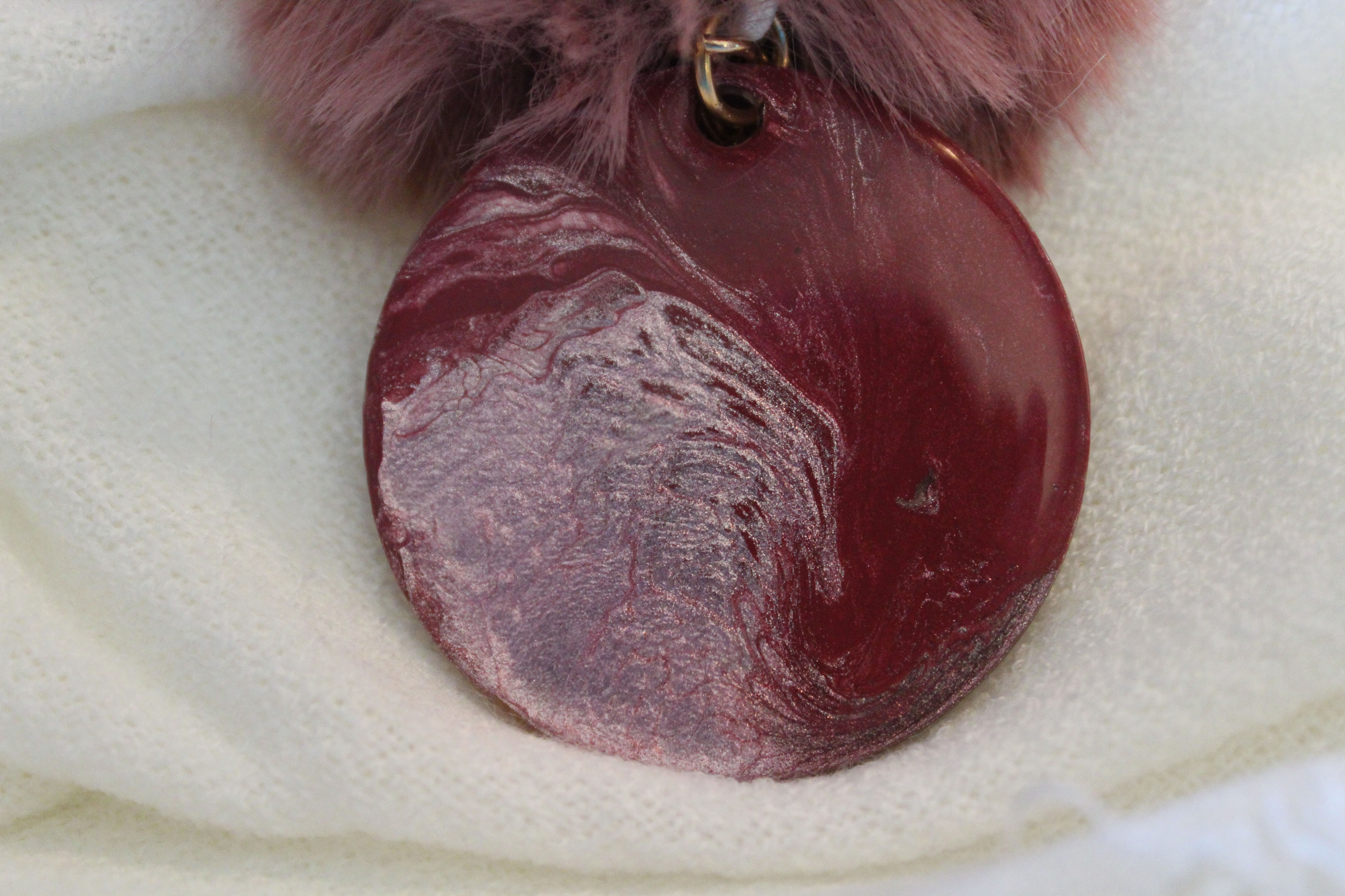 Marble Resin Keychain w/ Pompom (#4)