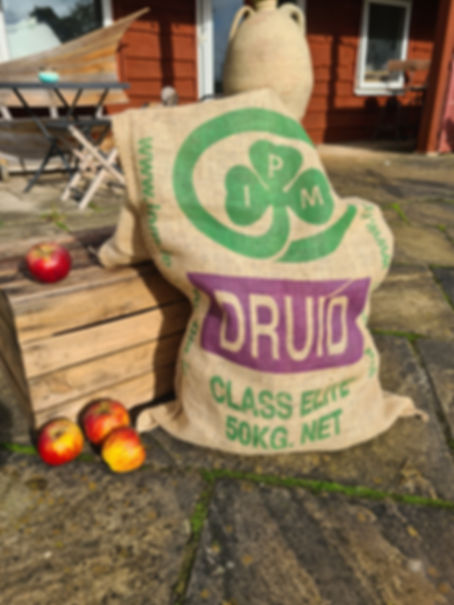 Large, salvaged hessian potato sack. Log store, Christmas stocking, apple bag, r