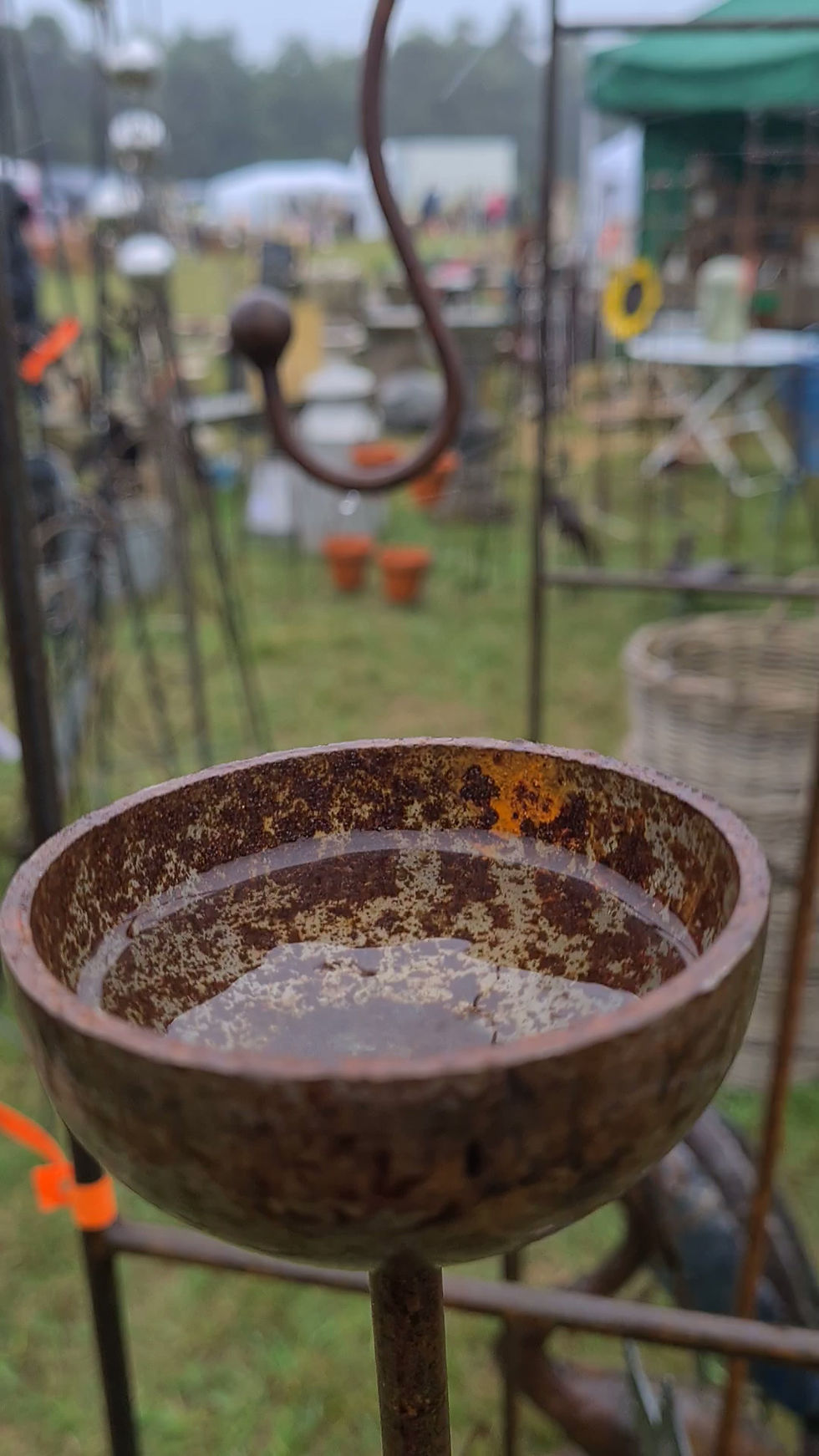 Thumbnail: Rusty metal rain catcher, bird feeder or decorative garden accessory: Set of 3