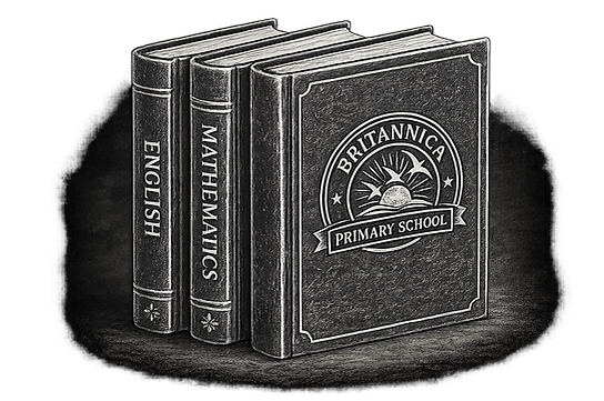 Chalk Drawing of Books with Britannica Logo