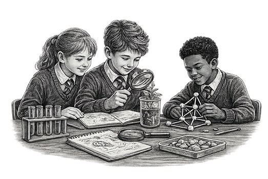 Chalk drawing of classroom