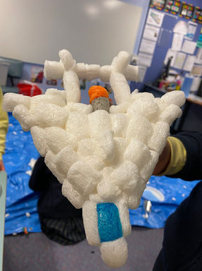 Amazing sponge airplane created by kids at a sponge craft workshop