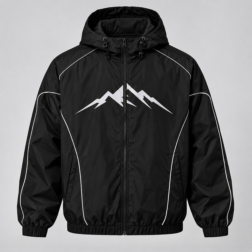 Thumbnail: VORREN CORE Premium Windbreaker Black front with large centered mountain logo