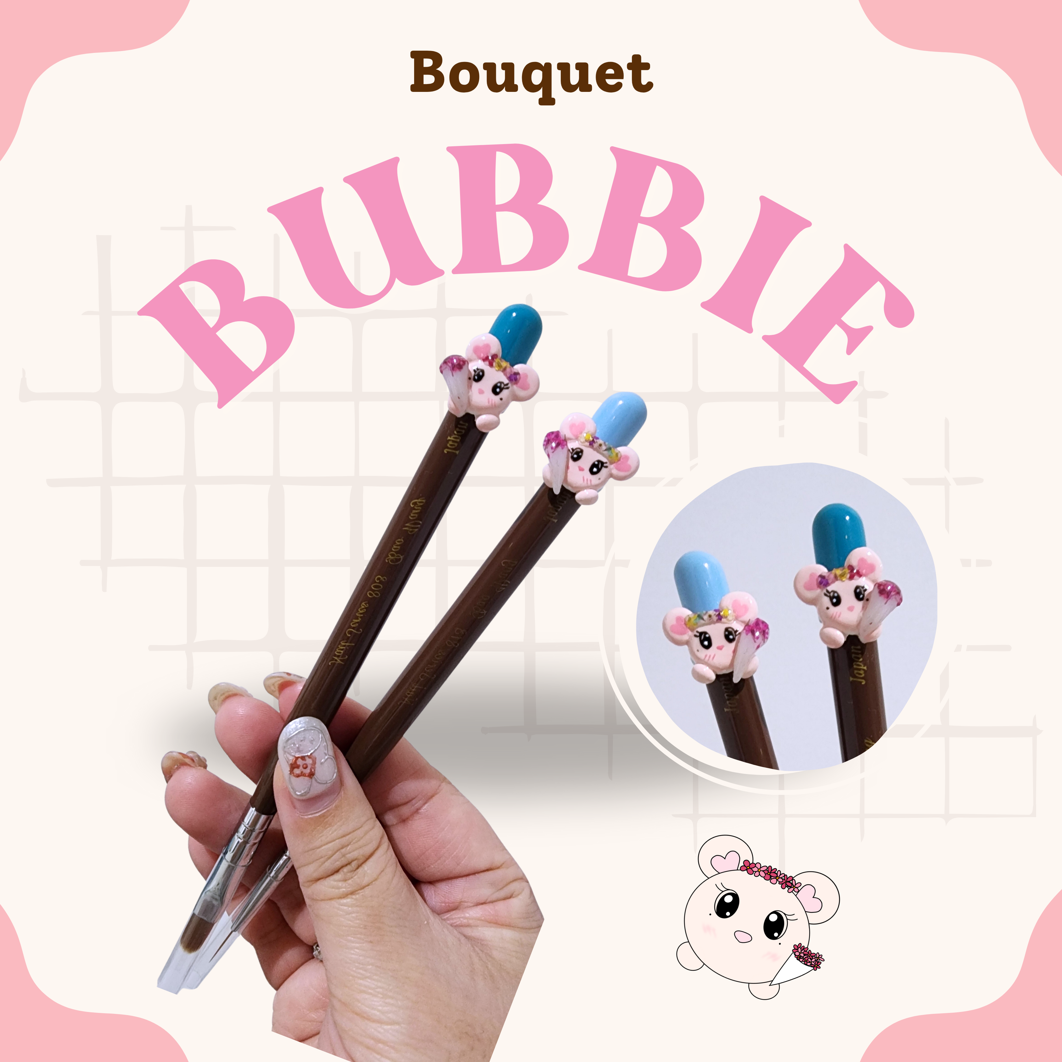 Nail Brush with Charm by Charmies : Bubbie Bouquet