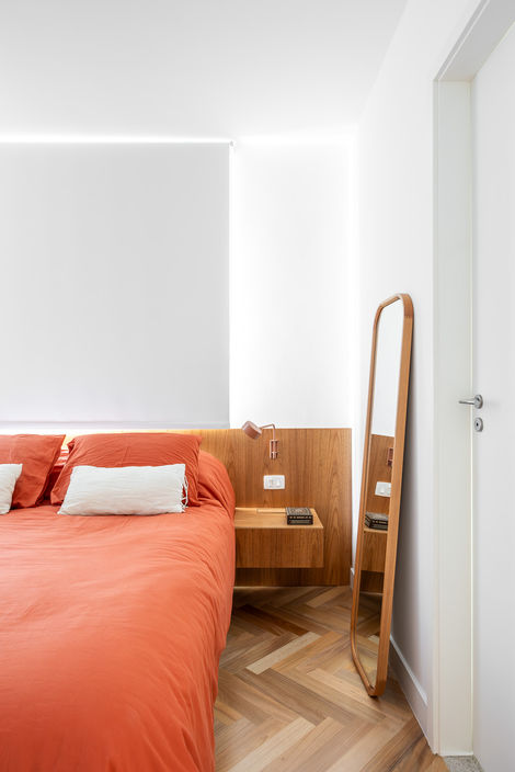 Fotografia profissional de arquitetura e interiores. Fotógrafo Rodrigo Artacho. Foto da suíte.