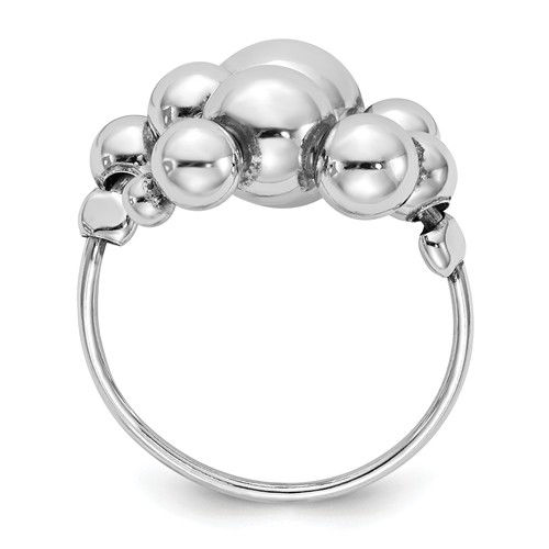 Thumbnail: Leslie's Sterling Silver Polished Beaded Adjustable Ring