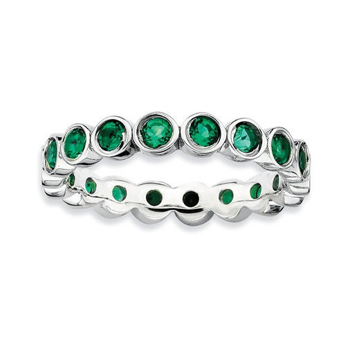 Sterling Silver Stackable Expressions Created Emerald Ring