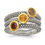 Thumbnail: Sterling Silver With Flash GP Garnet/Citrine/Smoky Quartz 3 Stackable Rings