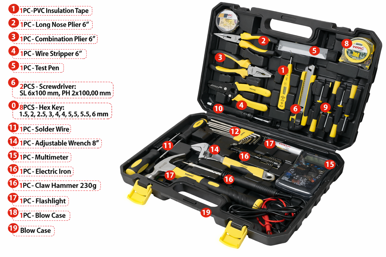 COMPLETE TOOLBOX 34PCS – WMC WMC-1034