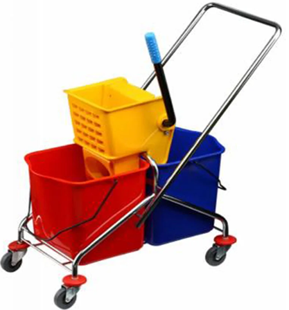 DOUBLE BUCKET TROLLEY WITH WRINGER – 2 x 24L