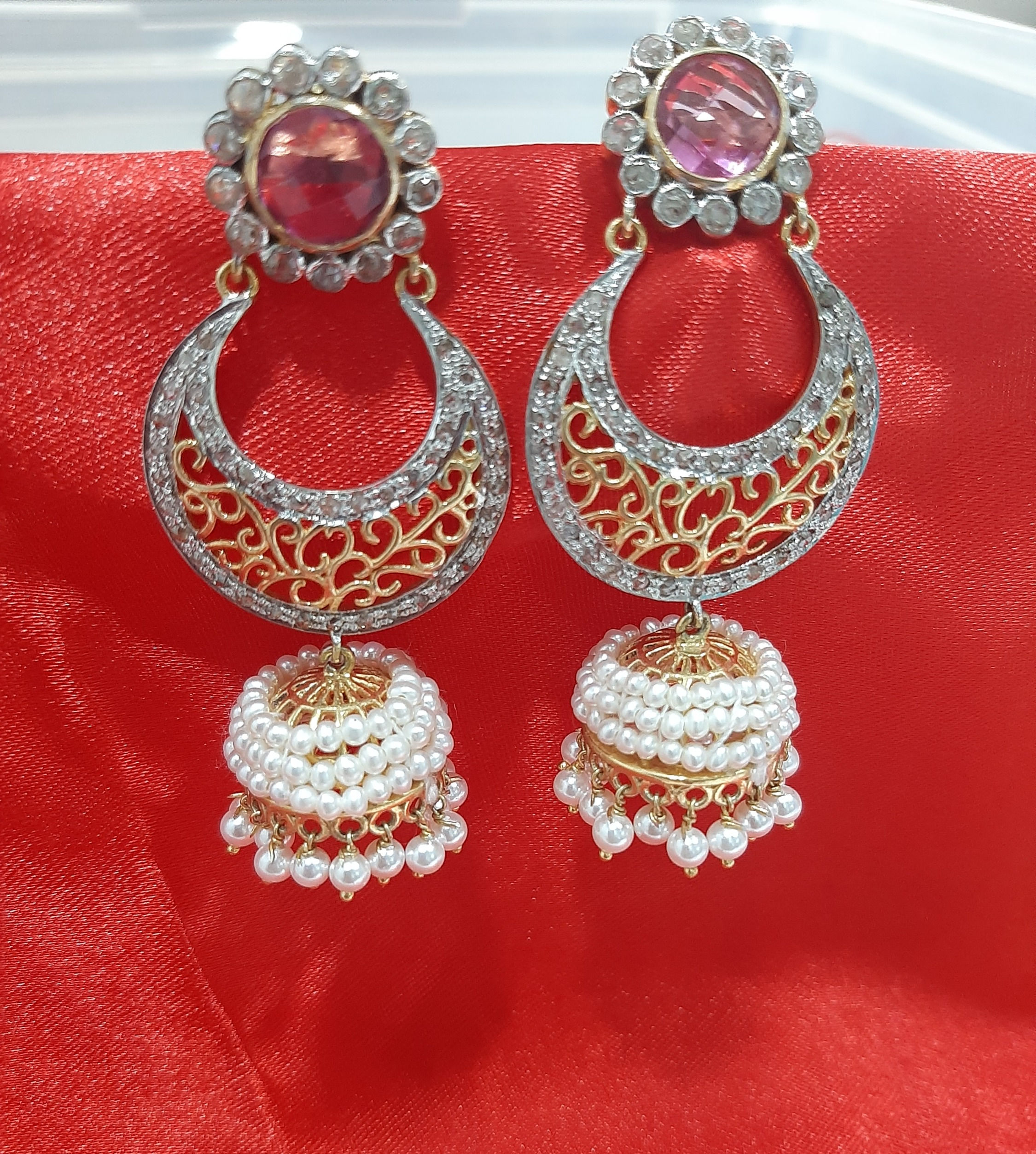 Silver Chand Jhumka Earring