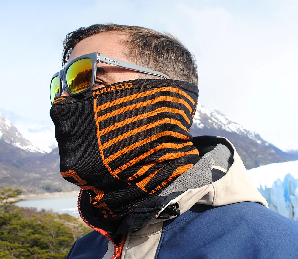 NAROO X9 - cuellera negra y naranja, máscara deportiva para invierno, clima frío, rompeviento, bloqueadora de polvo, con tejido de compresión, para hacer esquí y senderismo, que absorbe la humedad