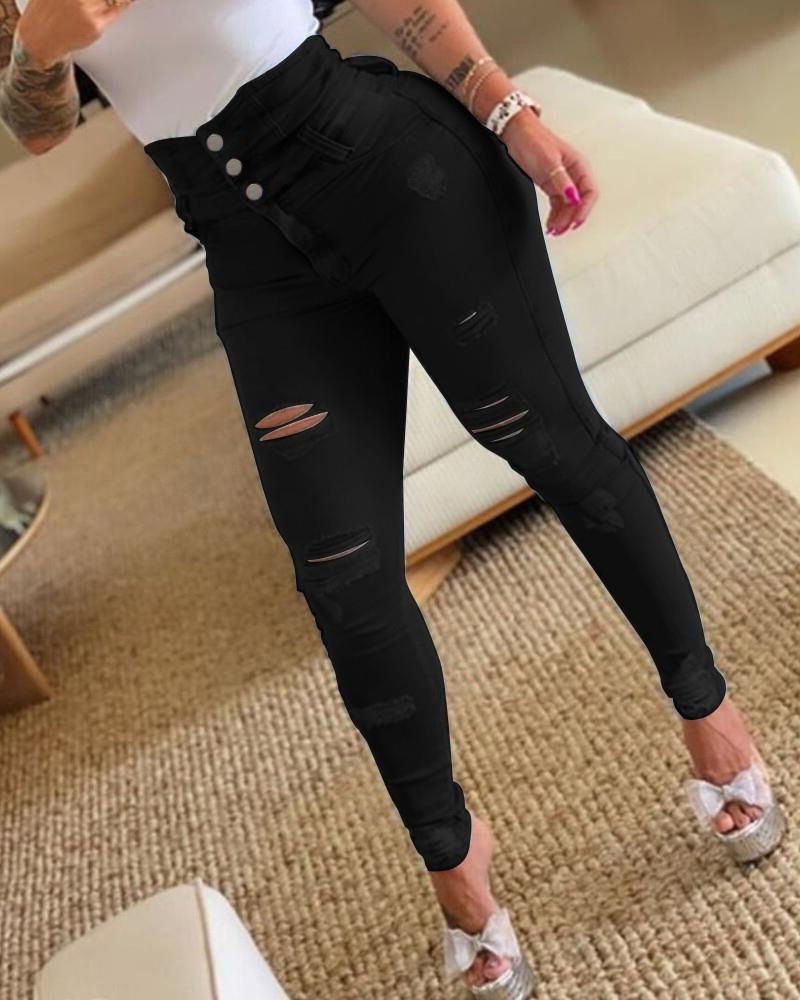 थंबनेल: Pencil Pants Jeans Women Pencil Pants Bodycon High Waist Casual Long Pant Sheath