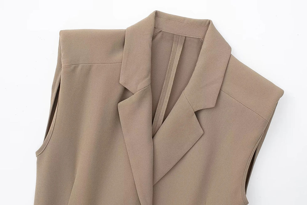 Pikkukuva: Foridol Khaki Double Breasted Sleeveless Office Windbreaker Style Dress Turn Dow