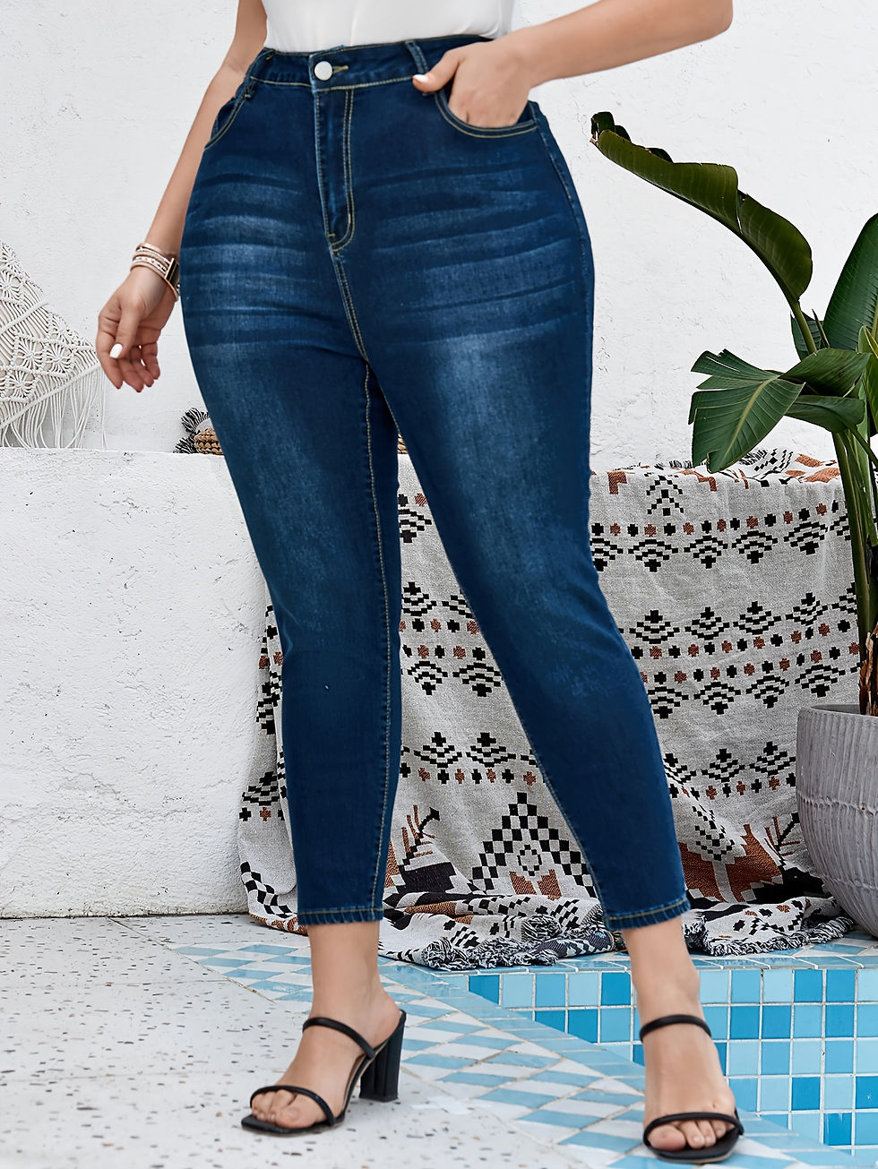 Thumbnail: Women's high waist hip lifting slimming plus size skinny jeans